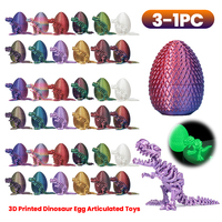 3-1pc 3D Printed Dinosaur Egg with Articulated Indominus Rex Big-mouth Dinosaur Model Tyrannosaurus Rex Fossil Dragon Gifts Toys