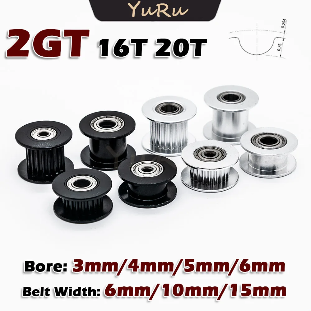 16T 20T 2GT 20 Teeth Timing Pulley 16 Teeth Bore 3 4 5 6mm Width 6/10/15mm 2M Wheel Synchronous 20Teeth 3D Printer CNC Idle Gear