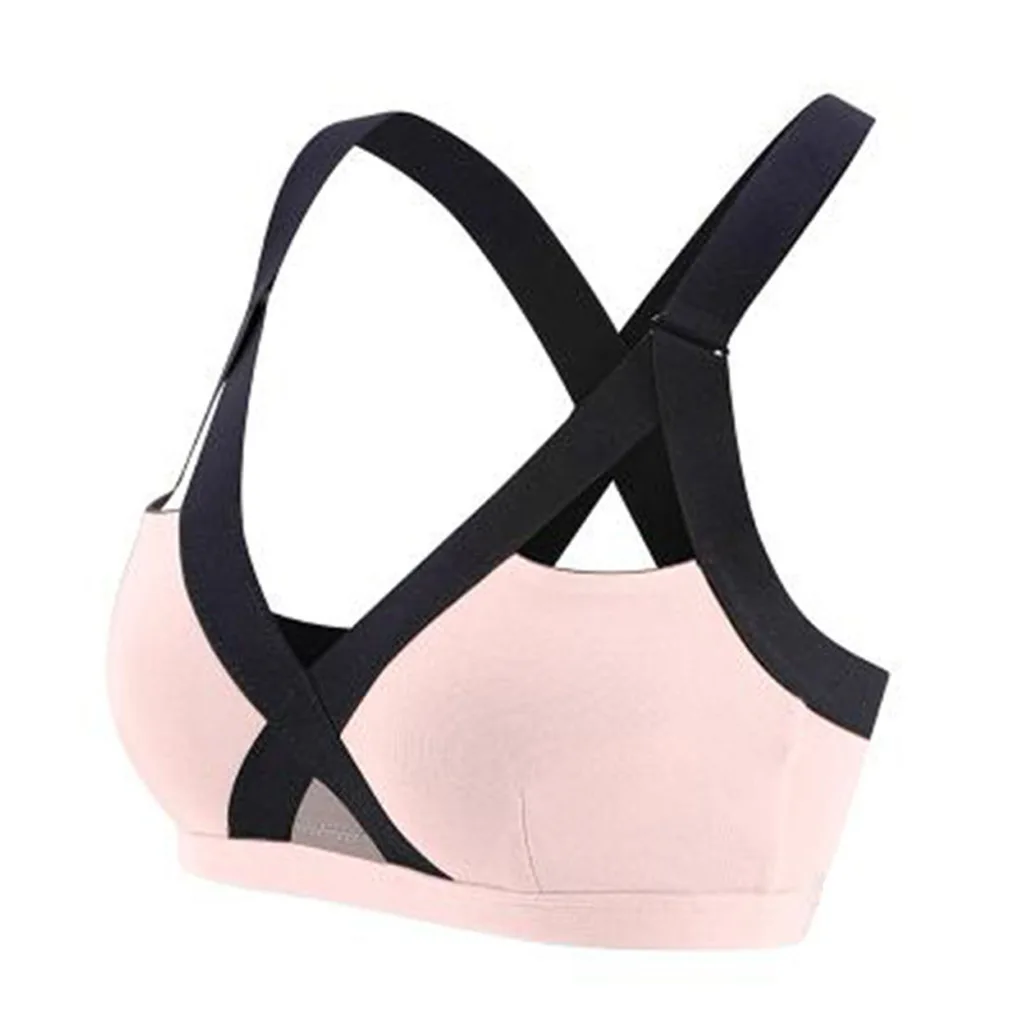 Fitness Woman High Impact Sport Bra Plus Size XXXL Cross Straps Wirefree Adjustable Buckle Nylon Yoga Underwear Gym Workout Bra view 3