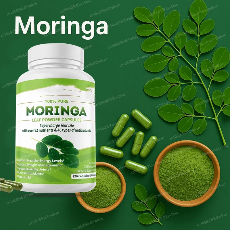

Капсулы Moringa для энергии, кожи, иммунитета и здоровья желобов, богатых антиоксидантов, витаминами, поддерживающих метаболизм, здоровья сердца, костей.
