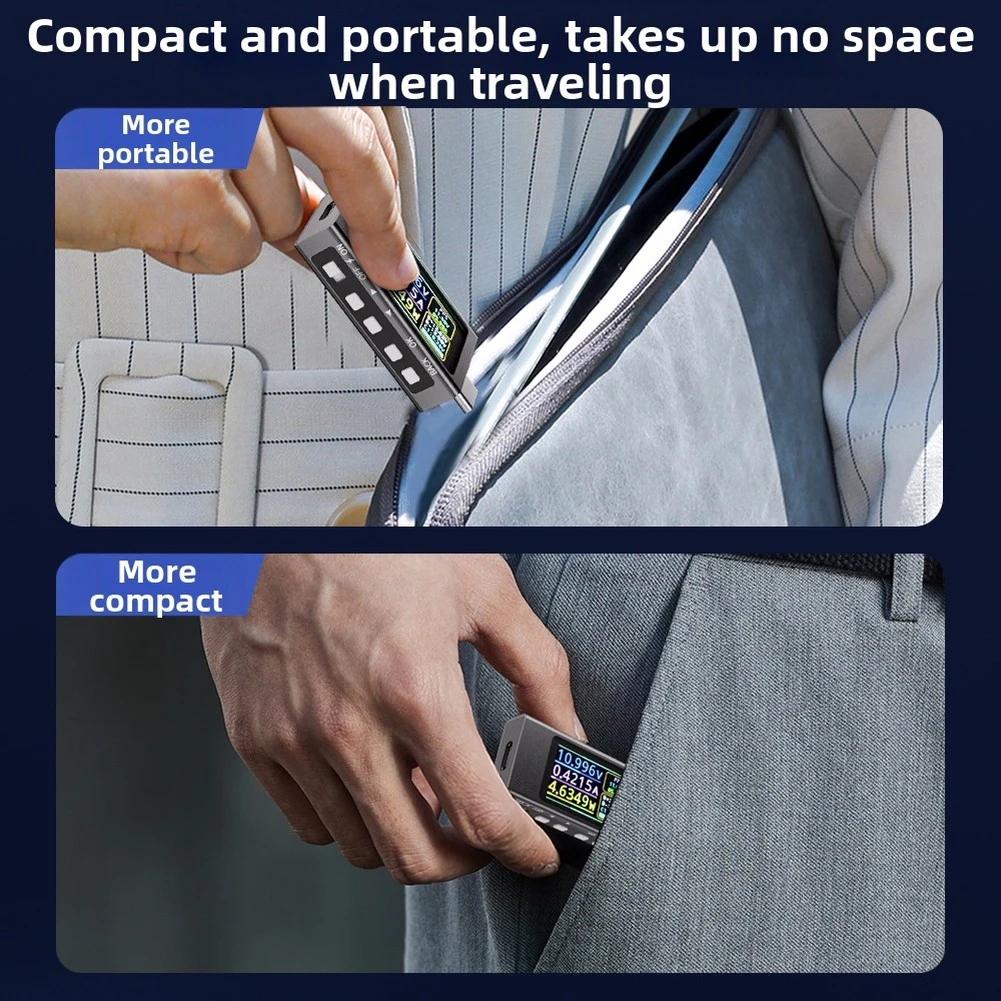 Type-c Energy Monitor USB-C Power Tester Screen Saver Function Multi-protocol Compatibility 55*24*11mm For Repair Shops