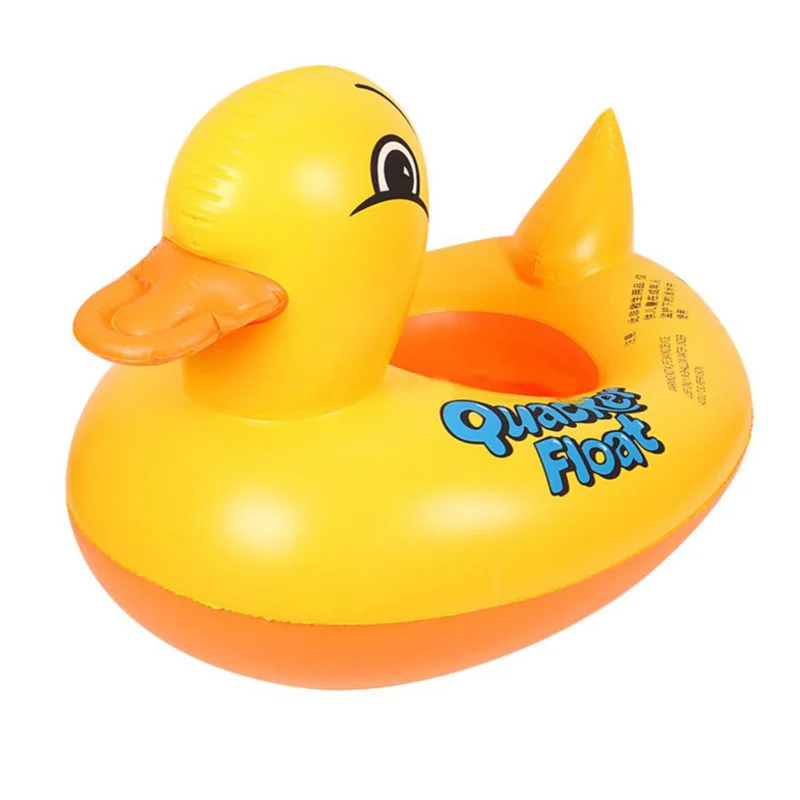 Luxury and exquisite inflatable hard to break cute big yellow duck safety mount floating row children's swimming ring fun toy