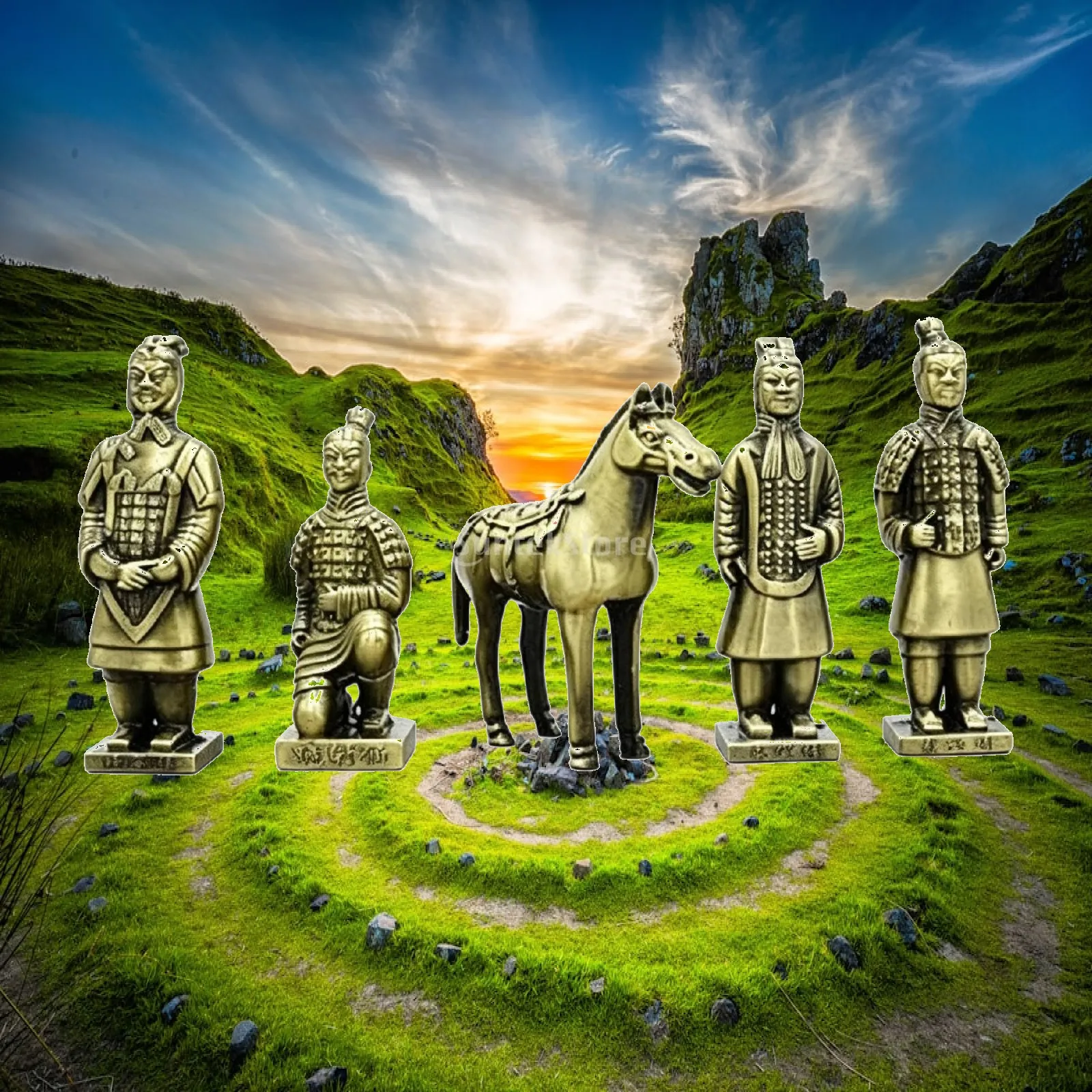 Terracotta Warriors Display Historical Terracotta Warriors Soldier Figurines with Base Detailed Statues Collectible
