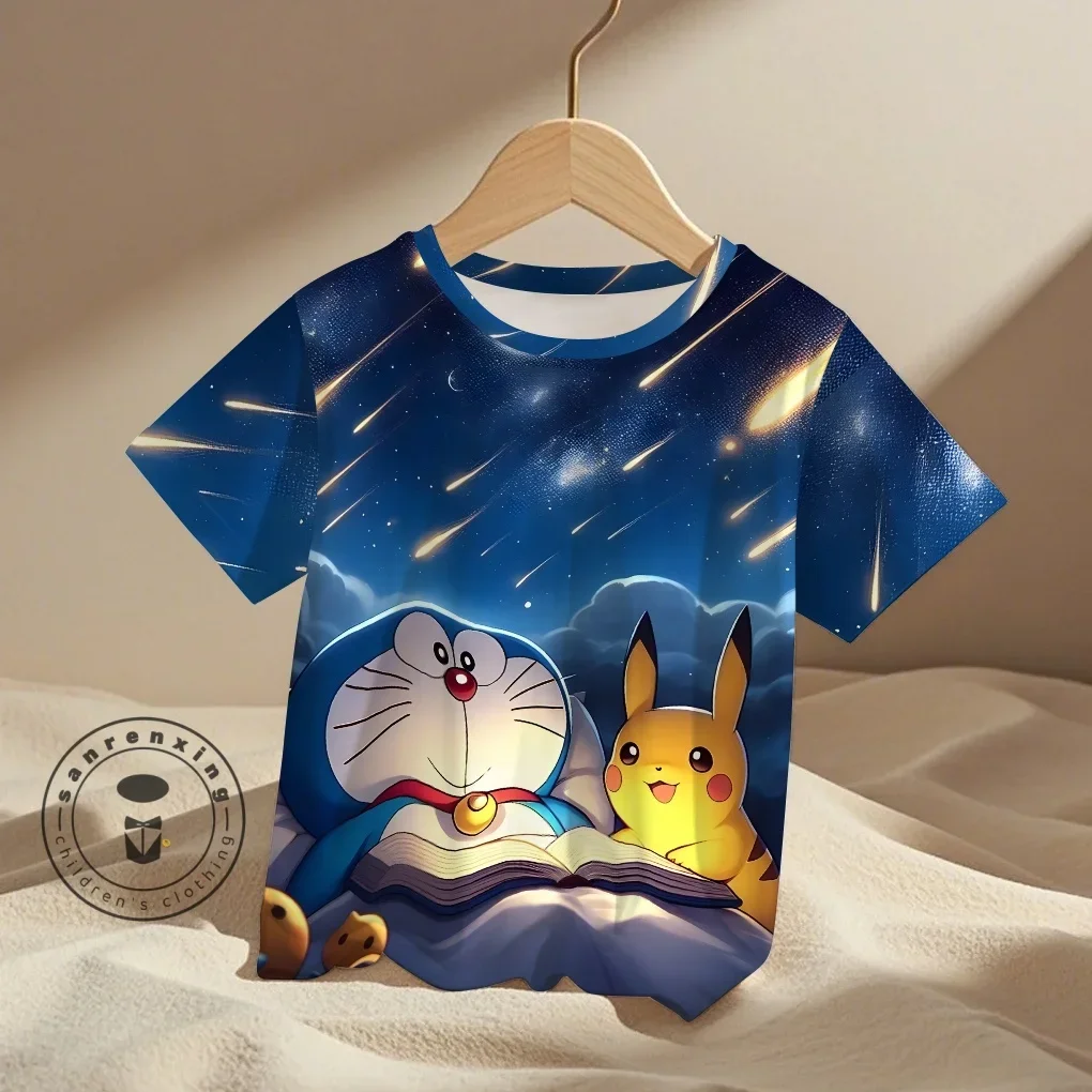 

Мужские футболки Harajuku Five Nights Doraemon, новинка, футболка из чистого хлопка с круглым воротником и короткими рукавами, одежда больших размеров