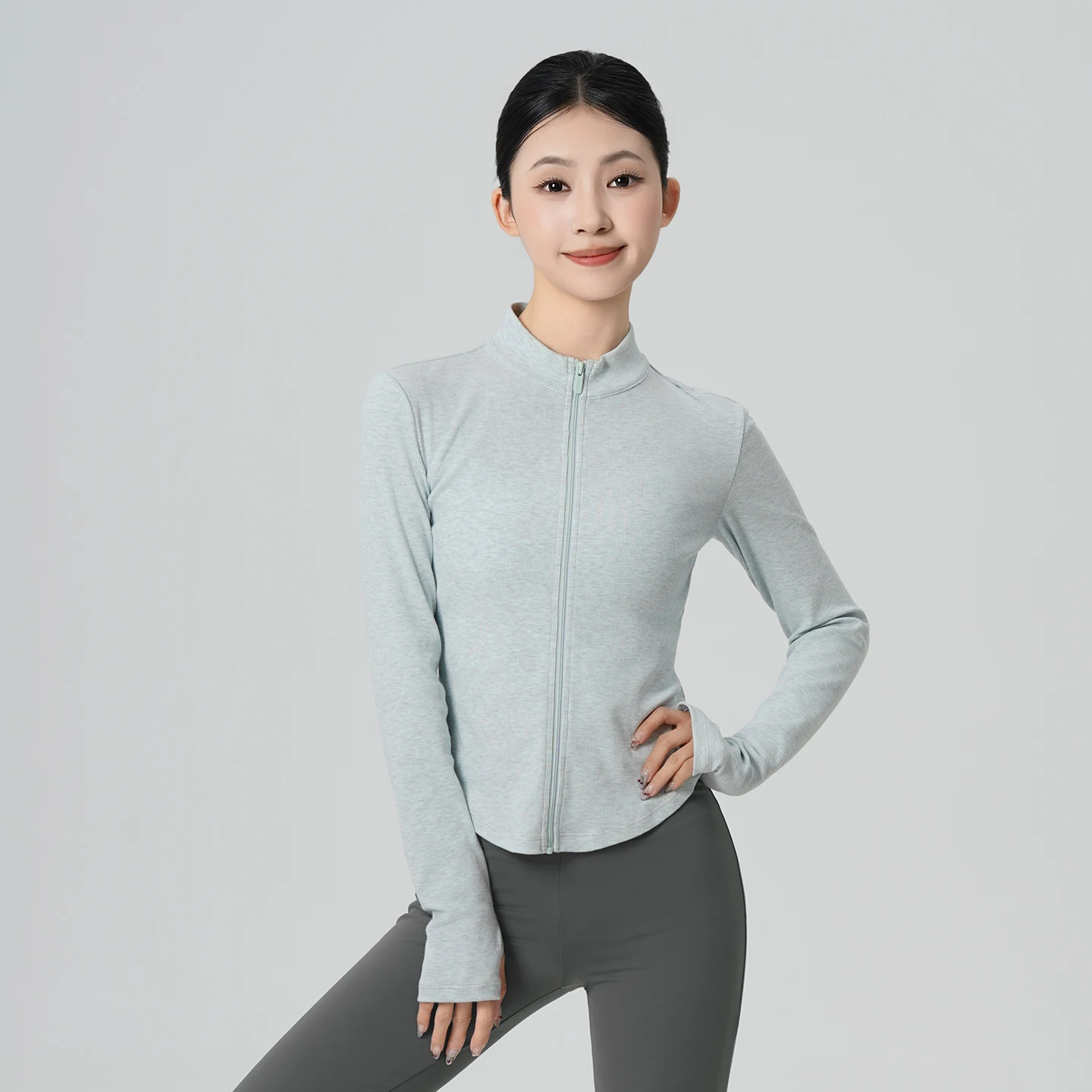 

Топ для современного танца для женщин, осенняя куртка на молнии спереди с длинными рукавами, одежда для балета, черная танцевальная рубашка, гимнастический купальник