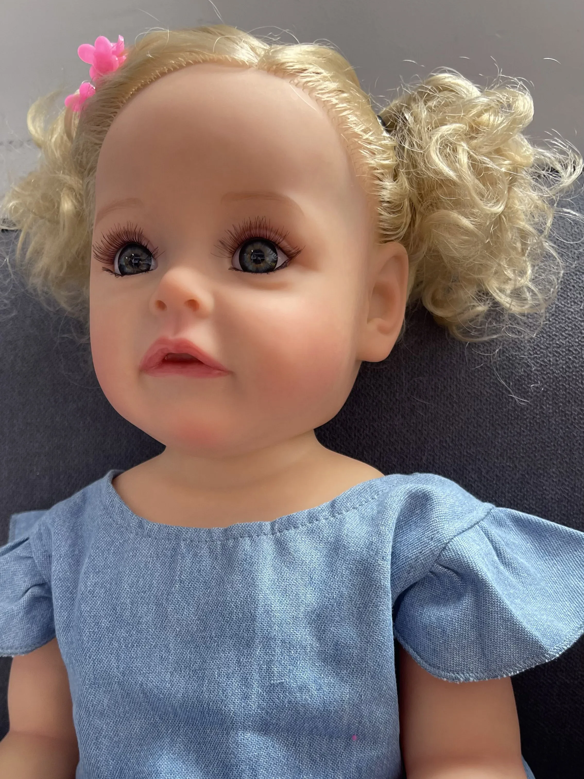 55CM SueSue Reborn Toddler Girl Doll Full Body Silicone Waterproof Bath Toy Hand-Detailed Paint with 3D Visible Veins