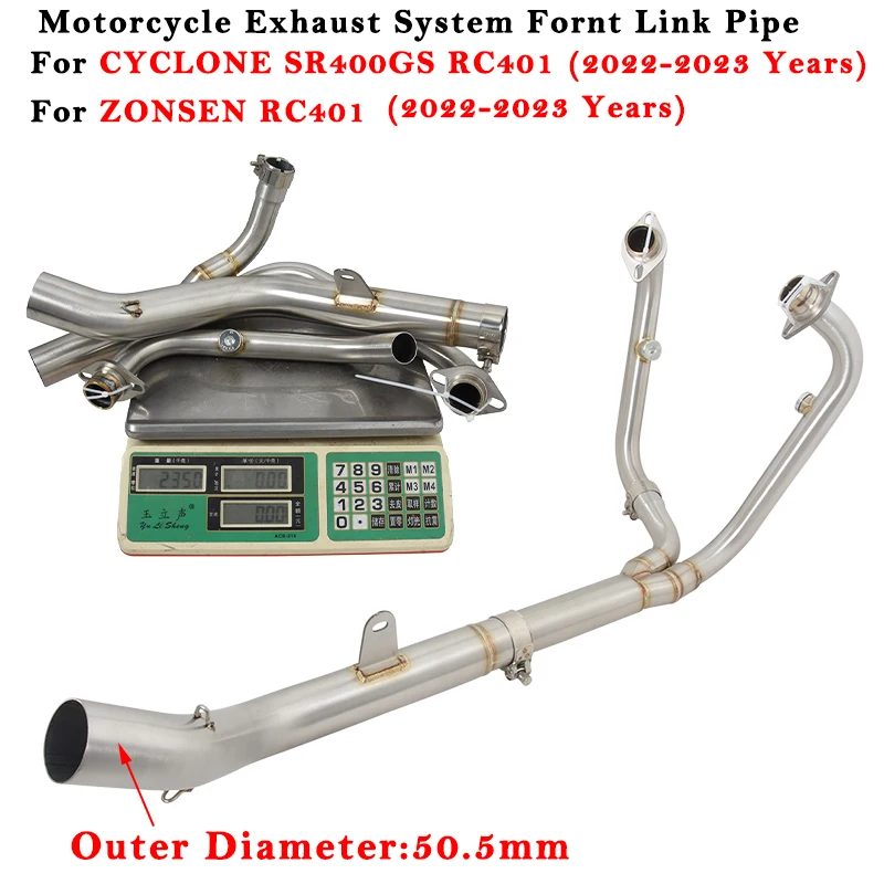 

Motorcycle Exhaust Moto Escape System Modified 51mm Muffler Front Link Pipe For CYCLONE SR400GS RC401 For ZONSEN RC401 2022 2023