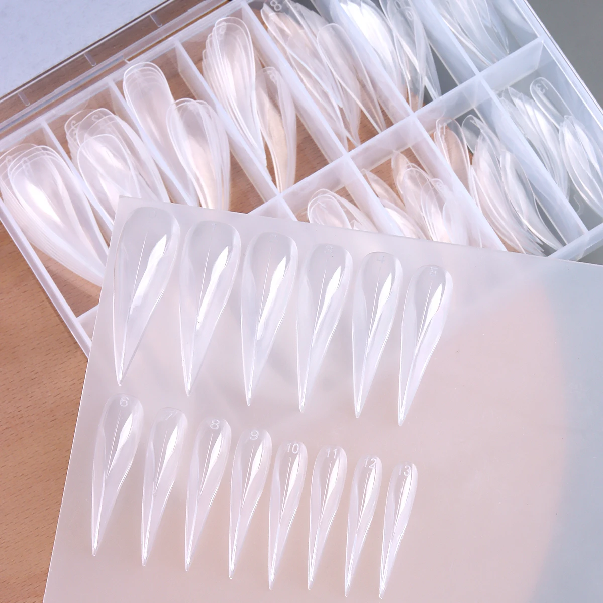Nagel-Dualformen für Poly-Gel-Verlängerung, 3D-Klauen-Nagelform, Katzenklauen-Hawk-Curve, wiederverwendbare, vollflächige Nagelform, 140 Stück, 14 – Detail 14