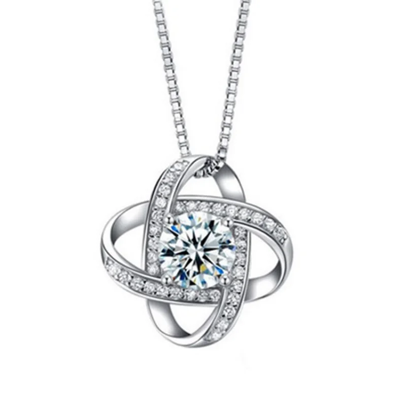 S925Sterling Silver Rotating All-Match Clover Necklace Eternal Star Diamond Pendant Jewelry Women's Factory Direct Sales