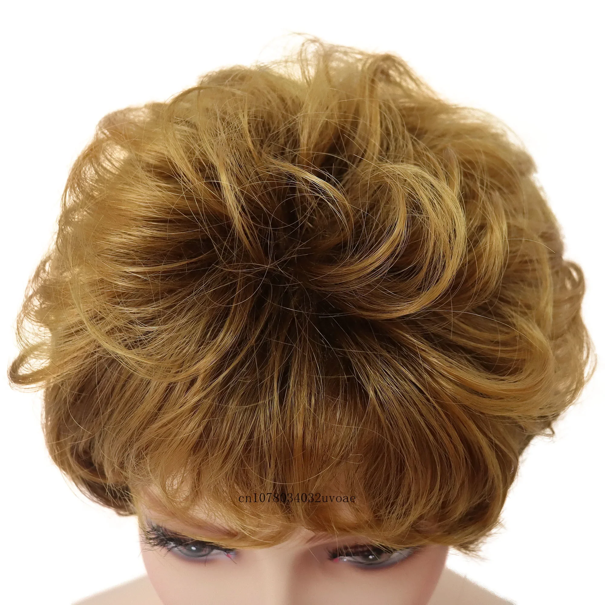 Synthetic Pixie Cut Short Hair Women Natural Wigs with Bangs Ombre Brown Color Ombre Wigs for Mother Old Lady Wig Gifts Cosplay