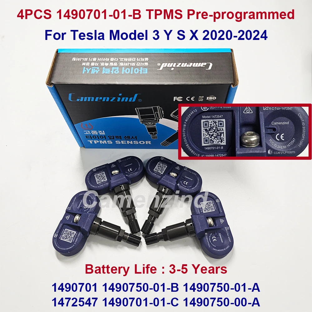 4Pcs New Bluetooth TPMS Sensor for Tesla Model 3 / S / X / Y 2020-2024 1490701-01-B 1490701-01-C 1490750-01-B 1472547 1490701