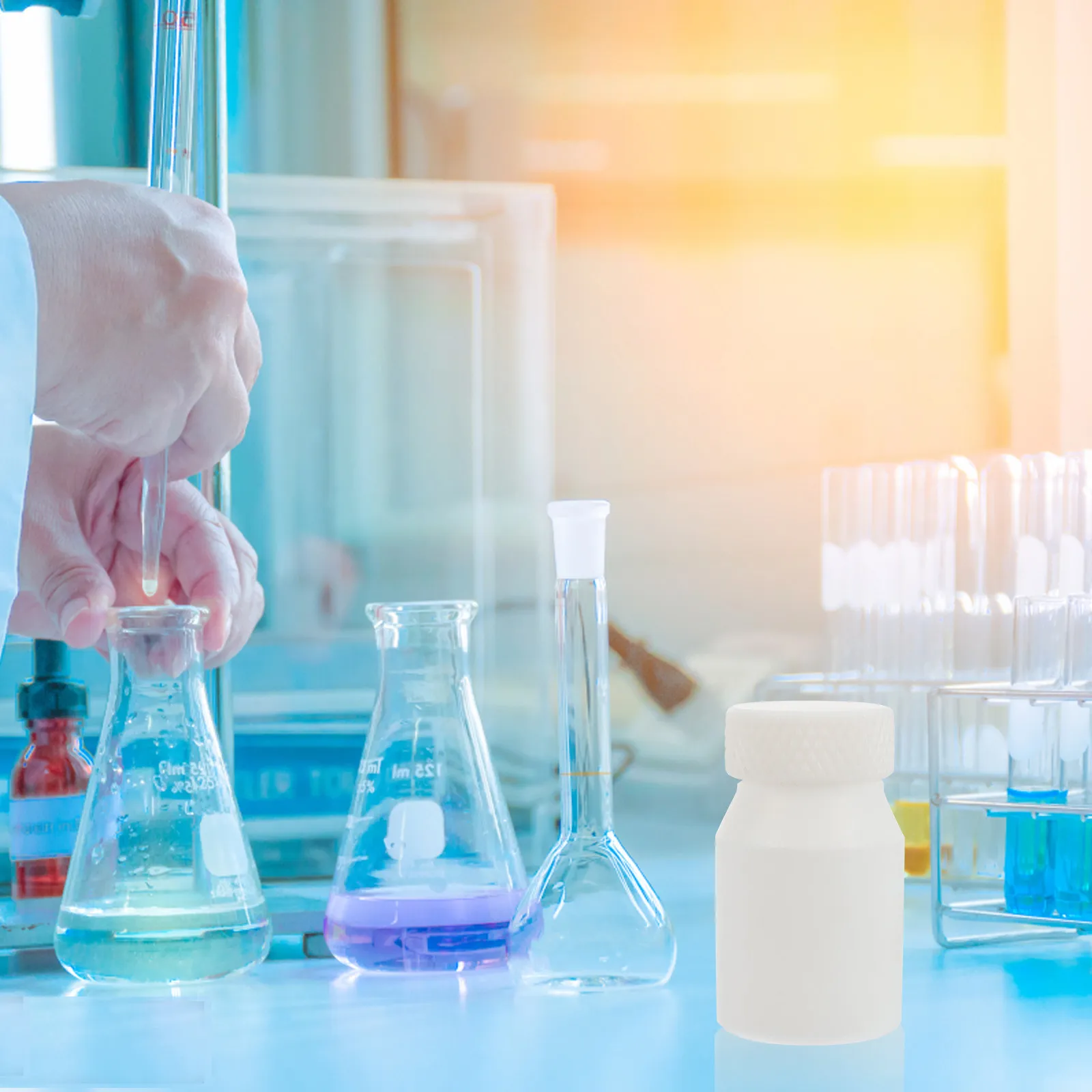 Plastic Chemical Reagent Bottle Container Ptfe Lab Bottle For School Science Lab 25ML Sample Leakproof Sealing