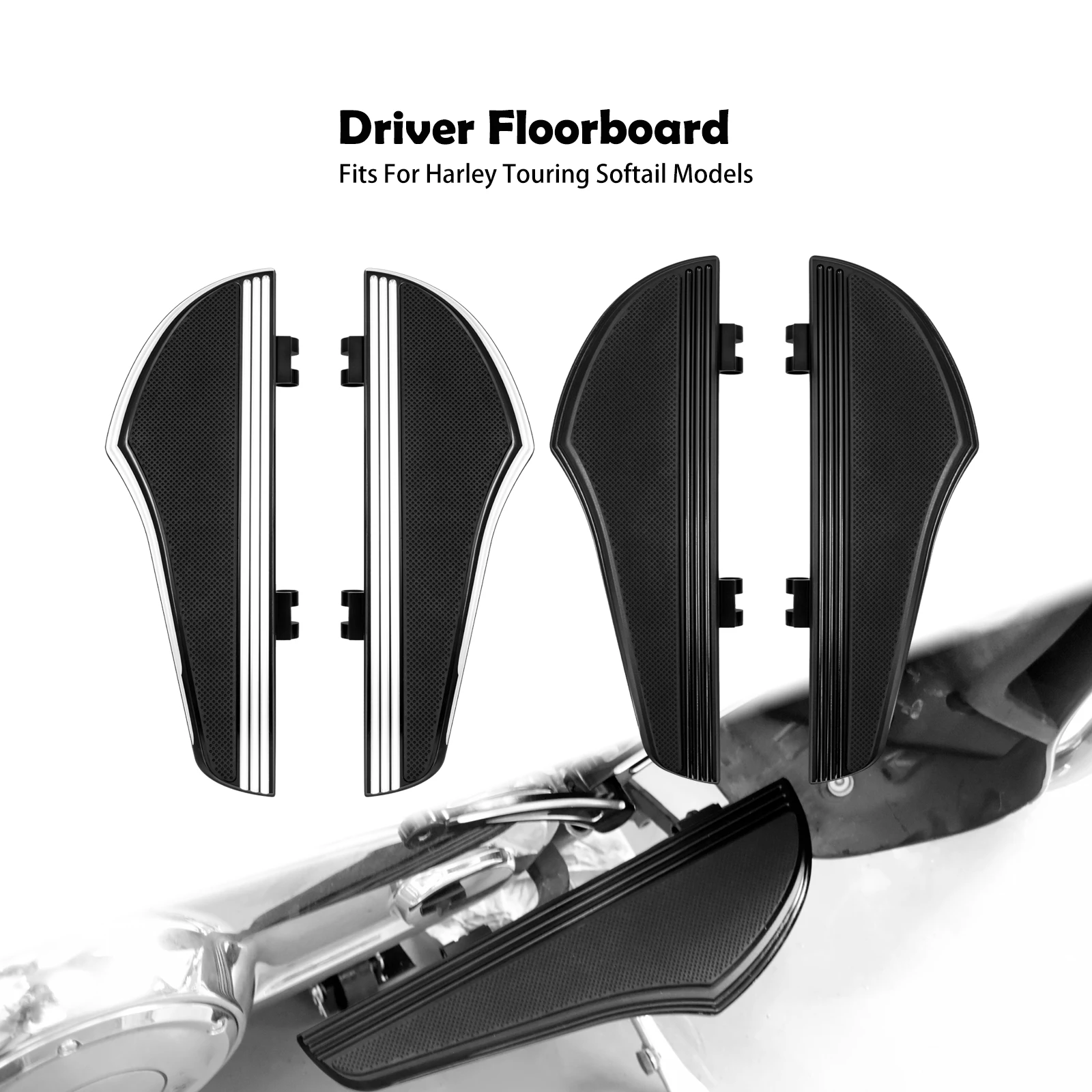 Motorcycle Driver Non-Slip Floorboard Rider Footrest Front Foot Pegs For Harley Touring Road King Road Glide Softail Fatboy FLHC