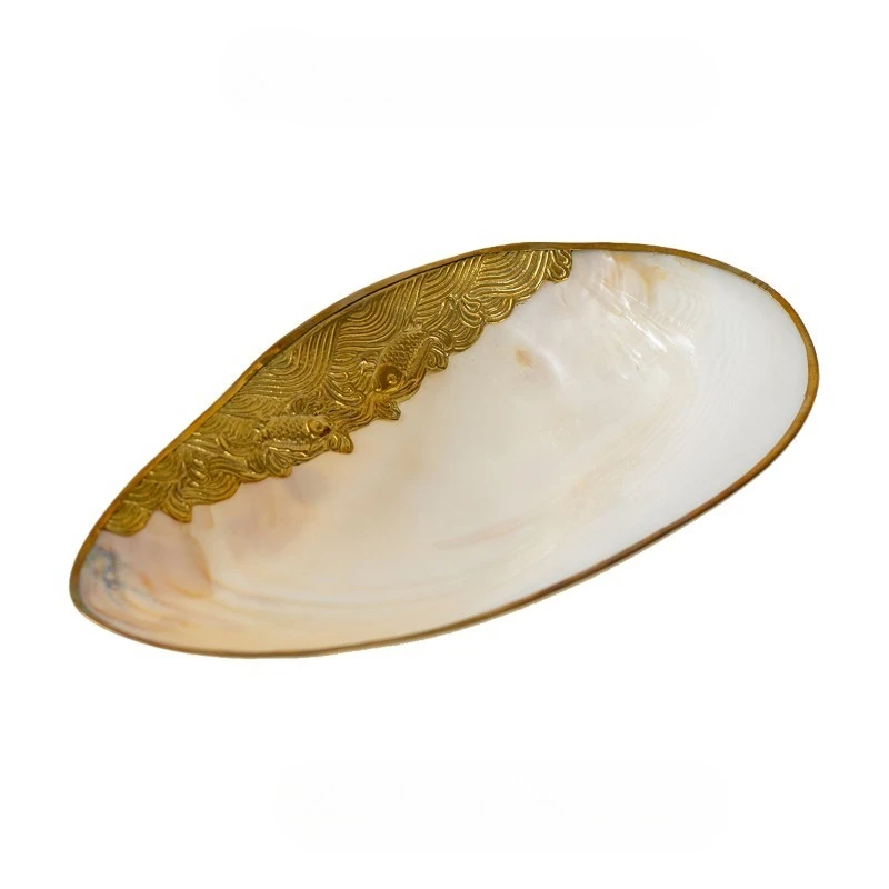 Natural Shell Jewelry Tray Vanity Cosmetic Organizer Luxury Mother of Pearl Fruit Bowl Elegant French Home Decor Display Dish