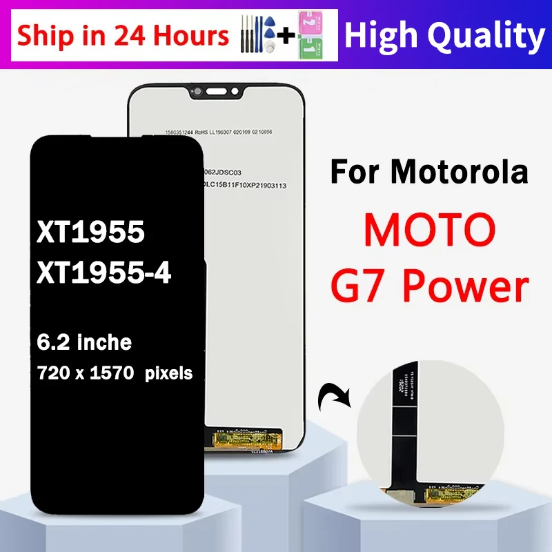 IPS For Motorola MOTO G7 Power LCD XT1955 Display Touch Screen Digitizer Assembly For Moto G7 Power XT1955-4 Display Frame