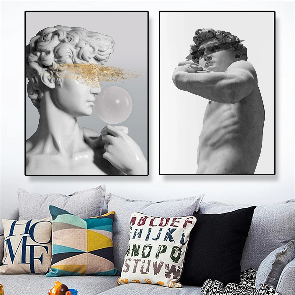 Greek Mythology Poster Statue of David Michelangelo Zeus Statue Prints Modern Italian Wall Decor Classical Canvas Painting Decor