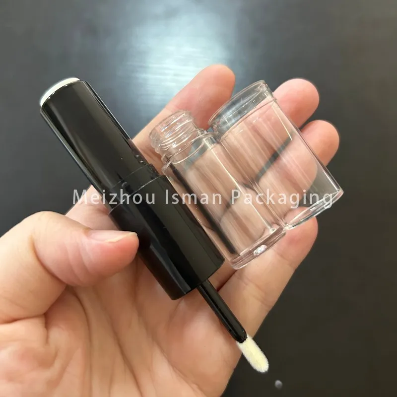 50Pcs 2 in 1 Rose Gold Lipstick Lip Oil Packaging Container Black Double Head Two Sided Dual Lipstick Lipgloss Tube 10ml 4ml