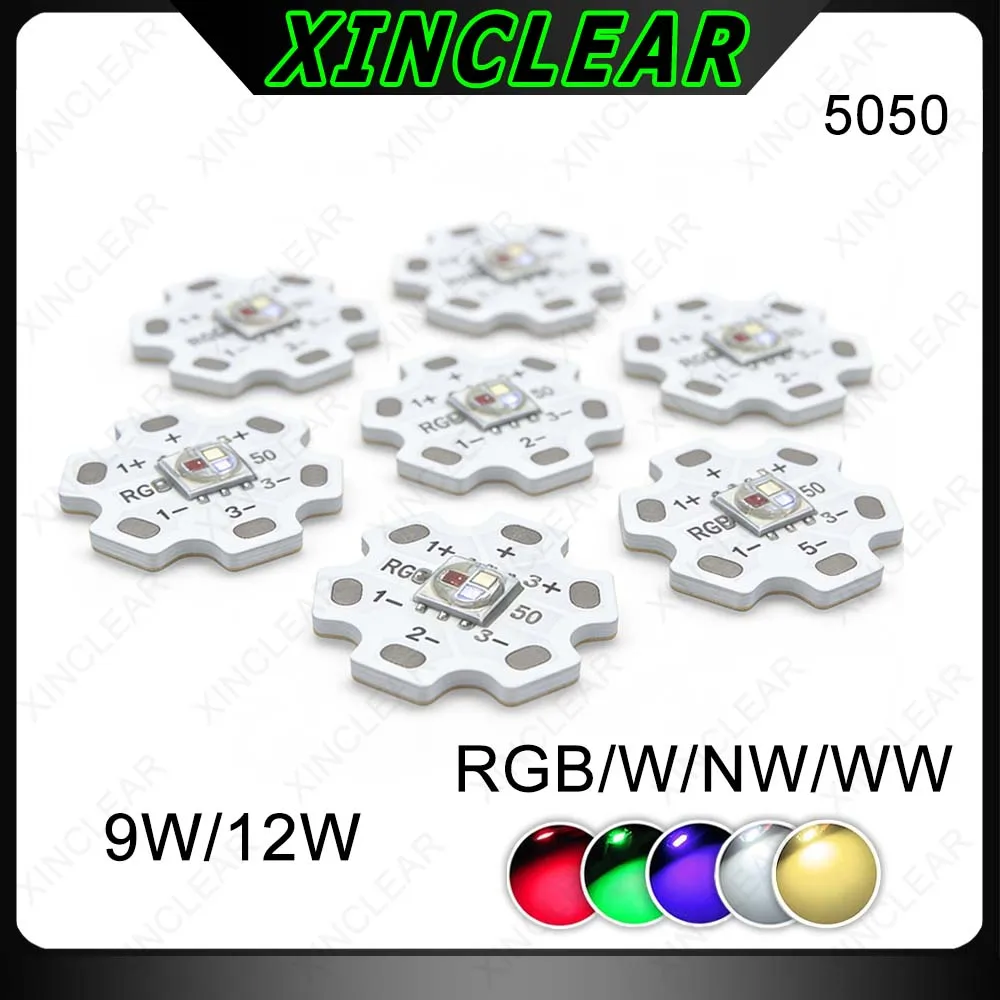 SMD5050 Ceramic RGBW RGBWW RGB White Color 9W 12W High Power LED Lamp 4-Chip 20mm Star PCB Board For DIY Stage Lighting Bead