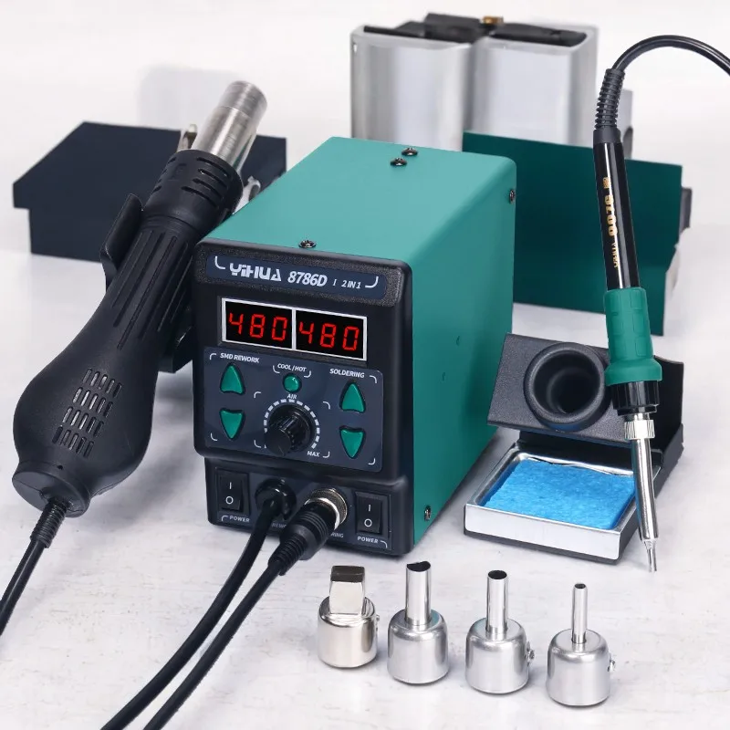 

YIHUA 8786D-I Soldering Iron Hot Air Soldering Station 2in1 BGA SMD Solder Tool Welding Station 220V 110V Digital Rework Station