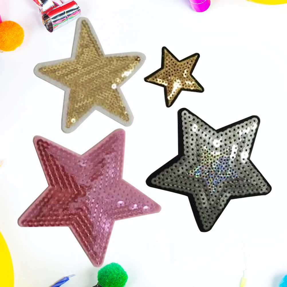 

30 Pcs Sequins Embroidery Cloth Patch DIY Clothing Pentagram Applique Patches for Jean Jacket Shirt Bag Hat Repair Decor