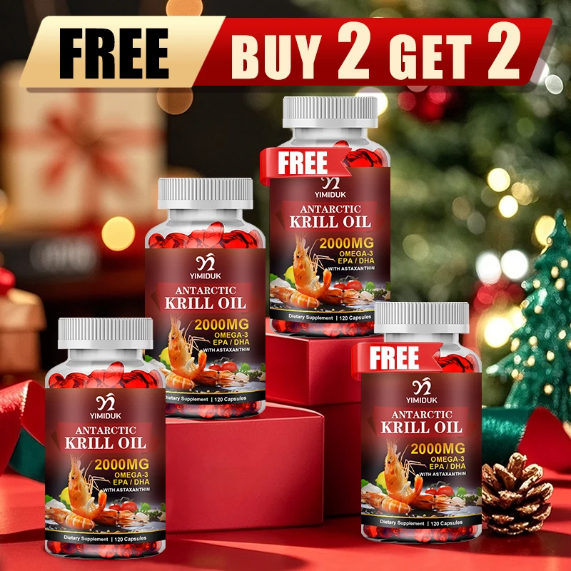 

Buy 2 Get 2 Free! Krill Oil 2000mg Capsules, Support Heart & Joint Health, Brain, Eye & Anti-Inflammatory, GMP Certified, Vegan