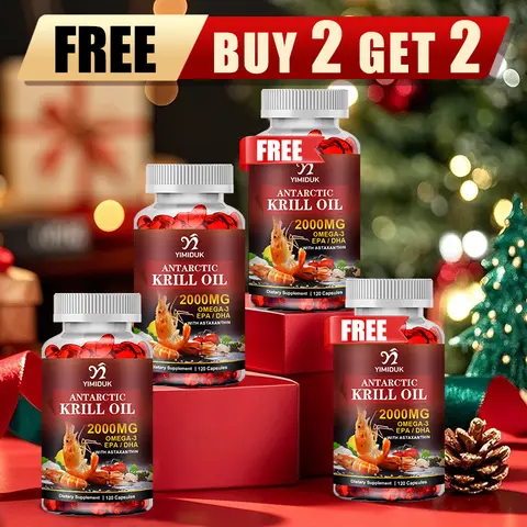Buy 2 Get 2 Free! Krill Oil 2000mg Capsules, Support Heart & Joint Health, Brain, Eye & Anti-Inflammatory, GMP Certified, Vegan