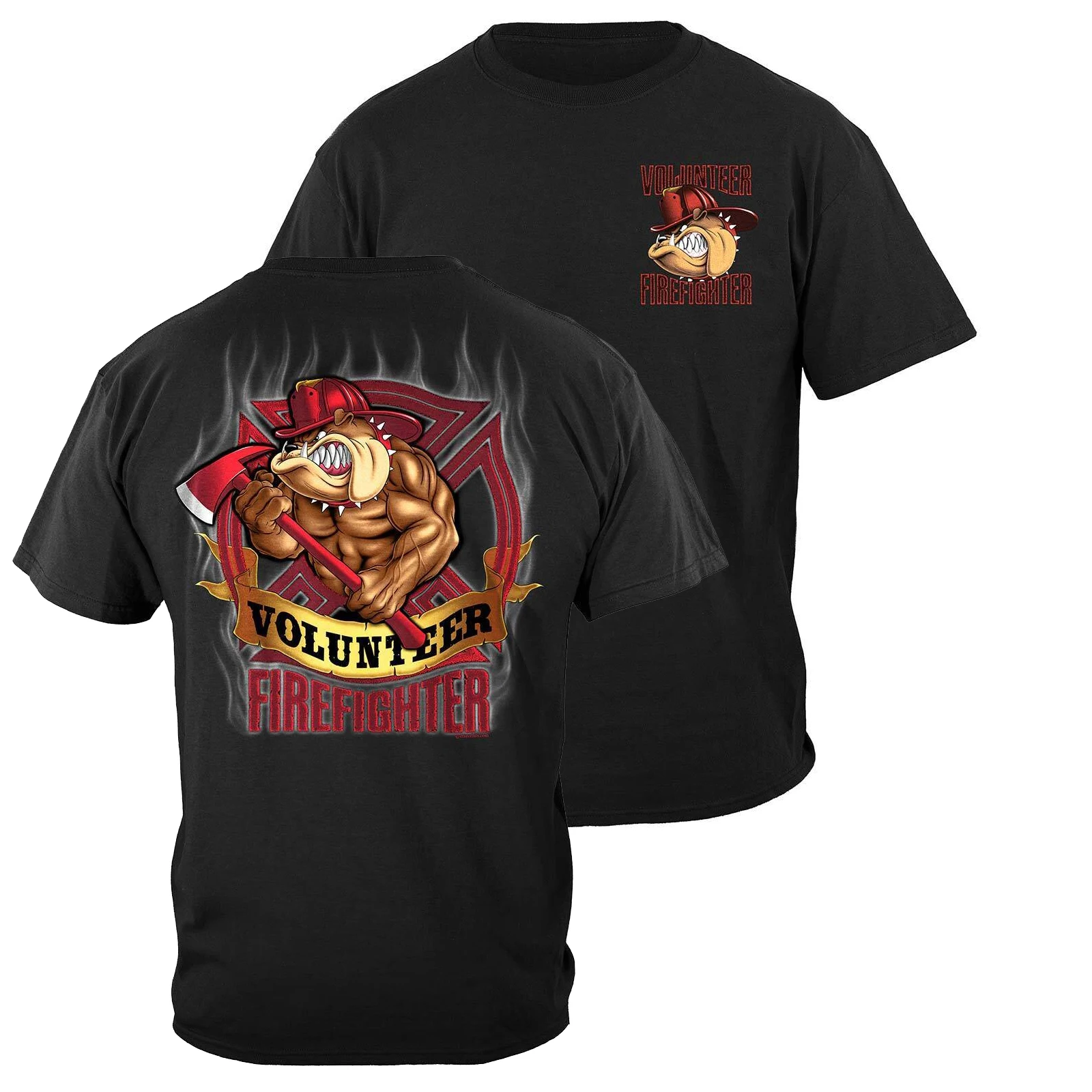 

Fire Dog Volunteer Firefighter T-Shirt 100% Cotton O-Neck Short Sleeve Summer Casual Mens T-shirt Streetwear
