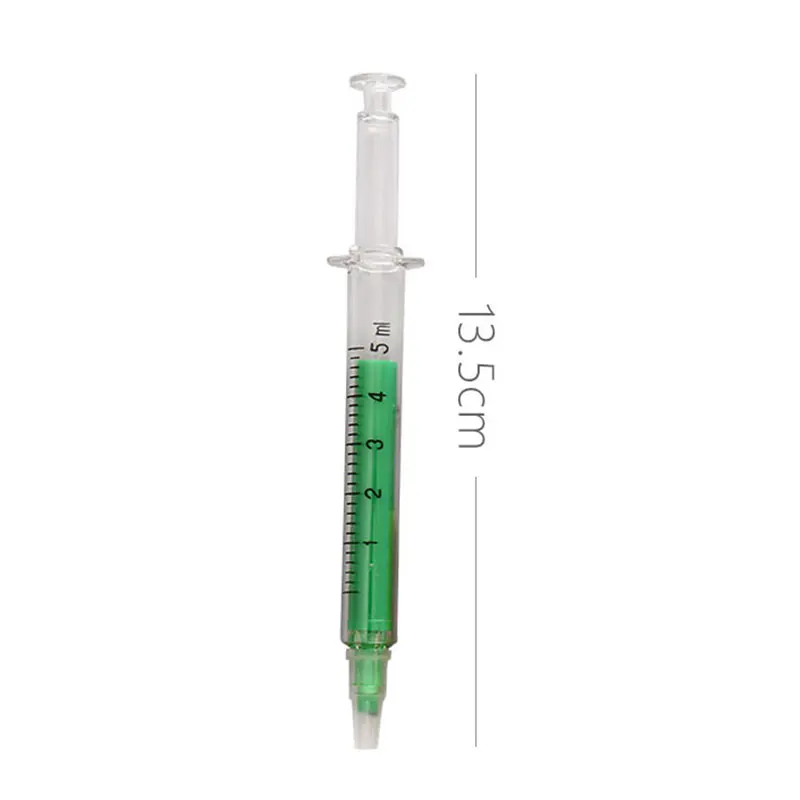 6Pcs Ballpoint Pen with Liquid Syringe Injector Shape Office Stationery