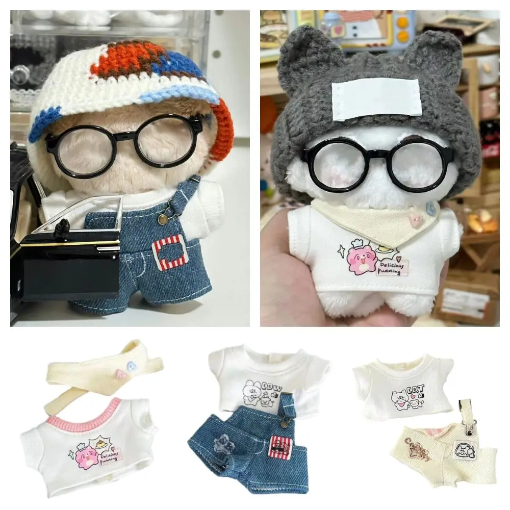 10CM Doll Clothes Multicolor Suspender Pants Doll T-shirt Trousers Suit Photo Props Doll Accessories Cartoon Animal Rompers