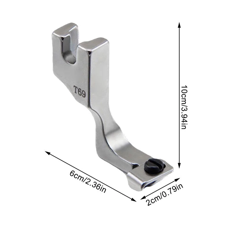 Calcador de zíper invisível ajustável t69, pés unilaterais com zíper para acessório de máquina de costura industrial de agulha única