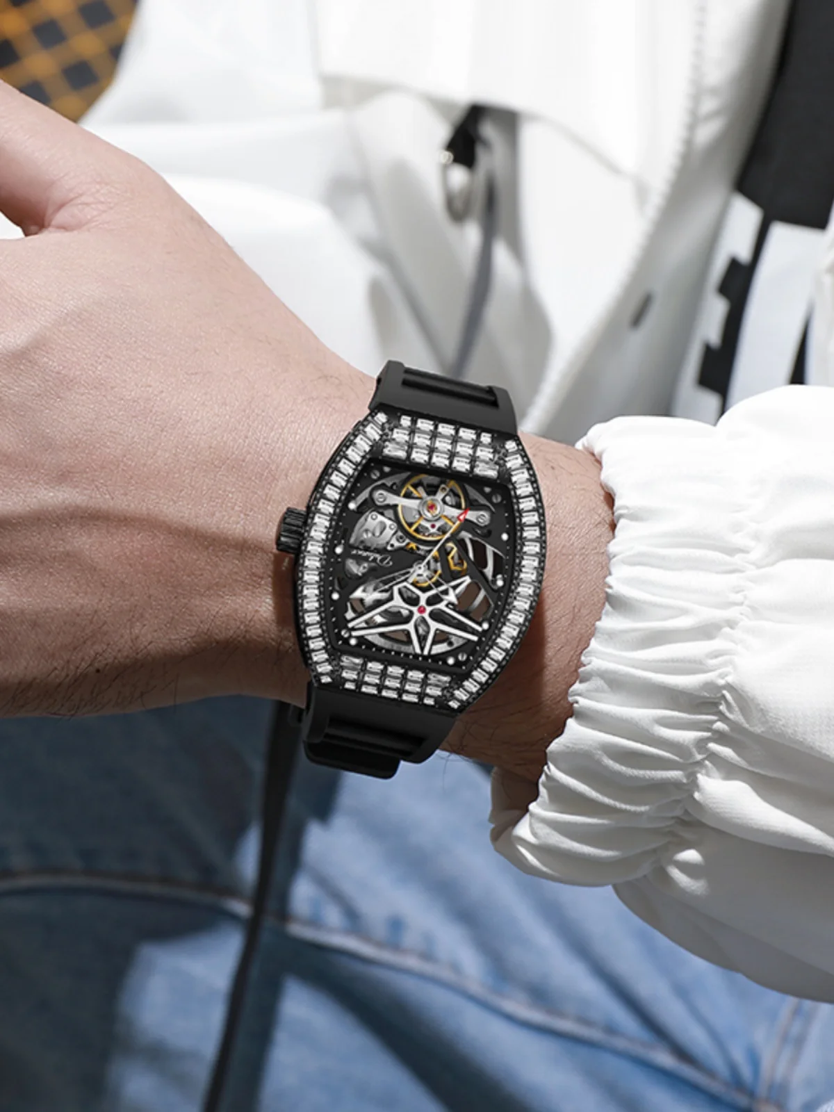 Men's Automatic Mechanical Watch, 2025 New Tonneau Shape, Trendy Watches and Accessories, High-End Selection