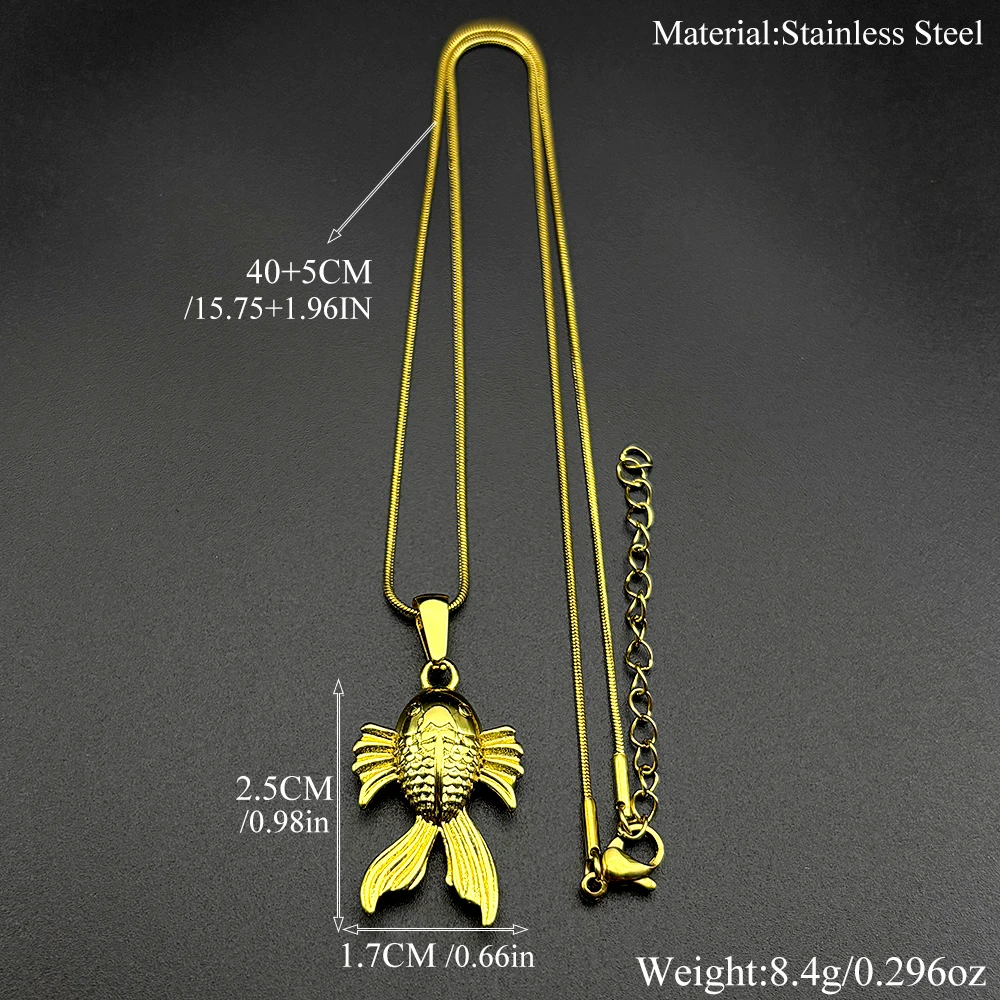 Halskette mit kleinem goldenen Fisch-Anhänger für Damen und Herren, Edelstahl, goldfarben, Lucky China, schöne Tierkette, Schmuck, Geschenke – Detail 3