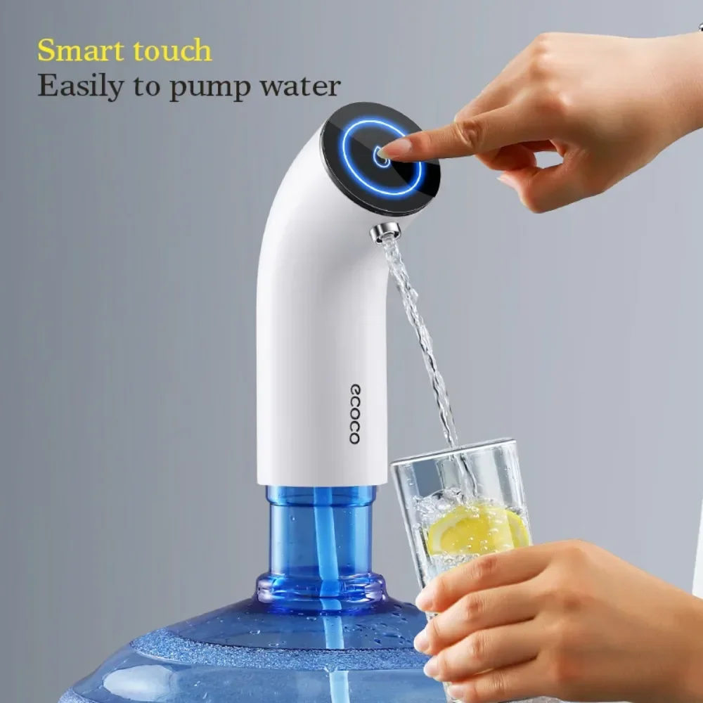 ECOCO Automatic Electric Water Gallon Pump Plastic USB Rechargeable Camping Water Bottle Pump 19 20 Liter Drinking Dispenser