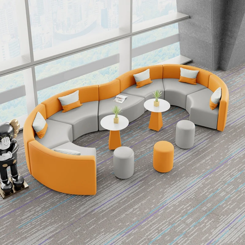 Creative and minimalist S-shaped reception sofa lobby rest area for customer rooms,