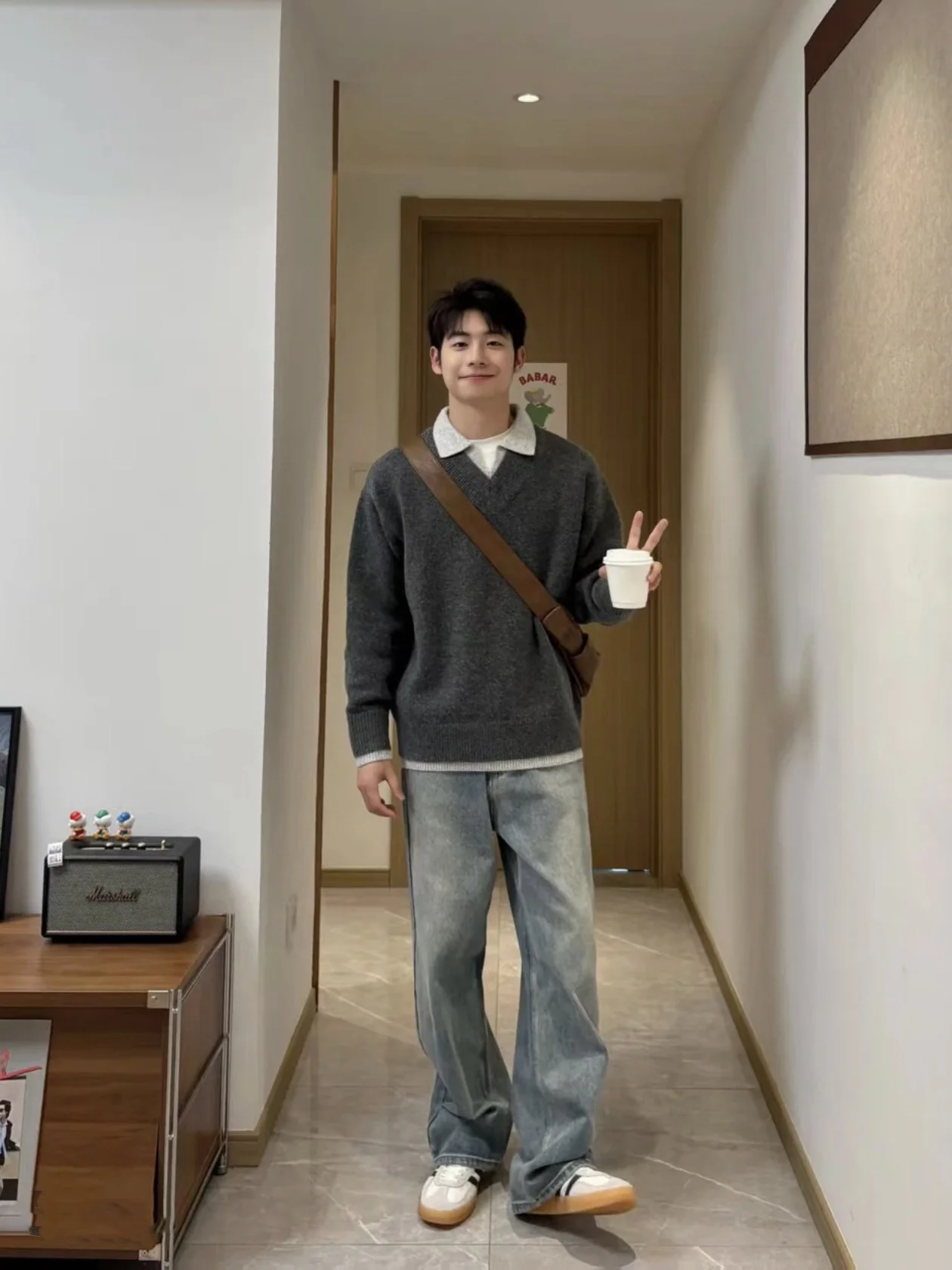 

Retro Korean Sle Ne Knitted Sweater Loose Casual ex Lazy Sle Warmth Autumn Winter Men's Knitted Top