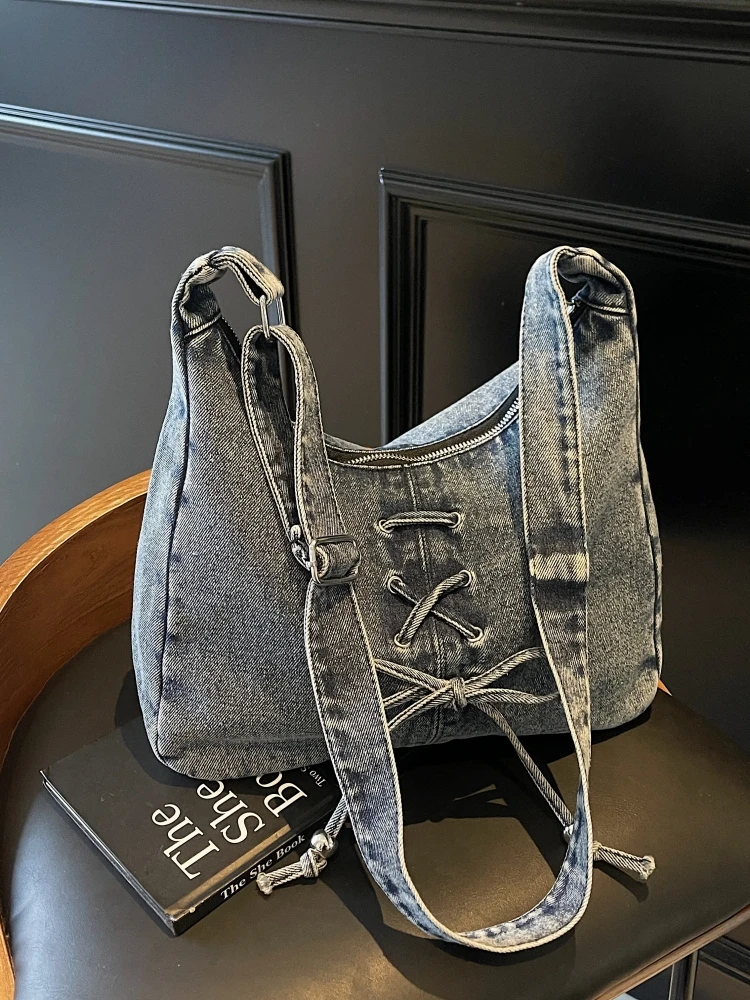 

Fashionable Denim Casual Bag 2025 New Trendy Single Shoulder Crossbody Bag Stylish Summer Women's Bag Soft Tote Handbag