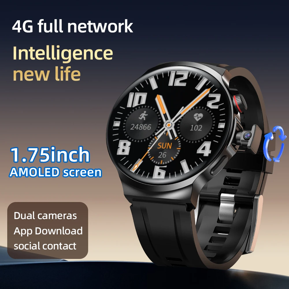 X16 4G Network SIM Card Smart Watch 1380mAh AMOLED Screen Support GPS WIFI Rugged 128GB ROM Ultra Memory Android Men Women Smar