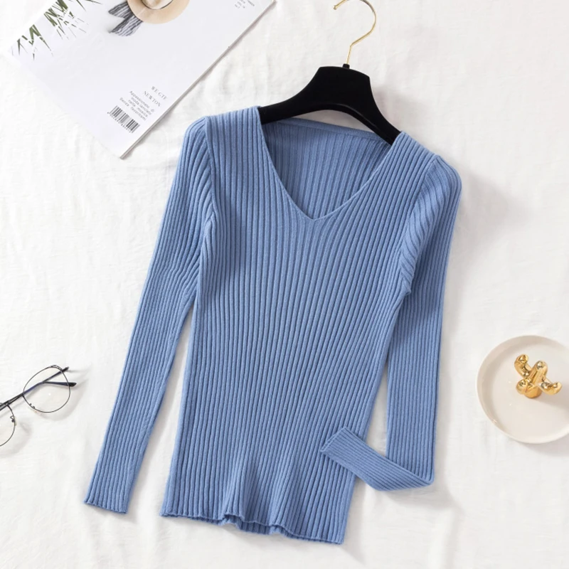 AOSSVIAO Damen Pullover Langarm V-Ausschnitt 10