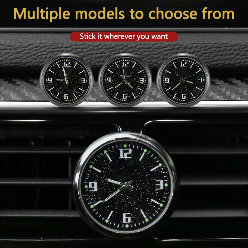 For VW Volkswagen Golf Polo Passat Touran Car Clock Luminous Automobiles Internal Stick-On Digital Watch Mechanics Quartz Clocks