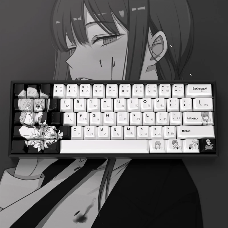 Imagem -02 - Chainsaw Man Keycaps para Teclado Mecânico Makima Anime Keycaps Personalizado Personalização Pbt 60he 132 Chaves