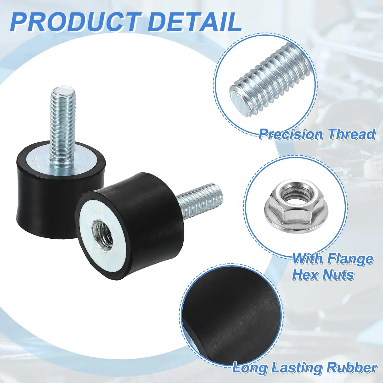Engine Mount Shock Absorber Rubber Buffer with M6 Thread for Vibration Dampening in Air Compressors Water Pumps