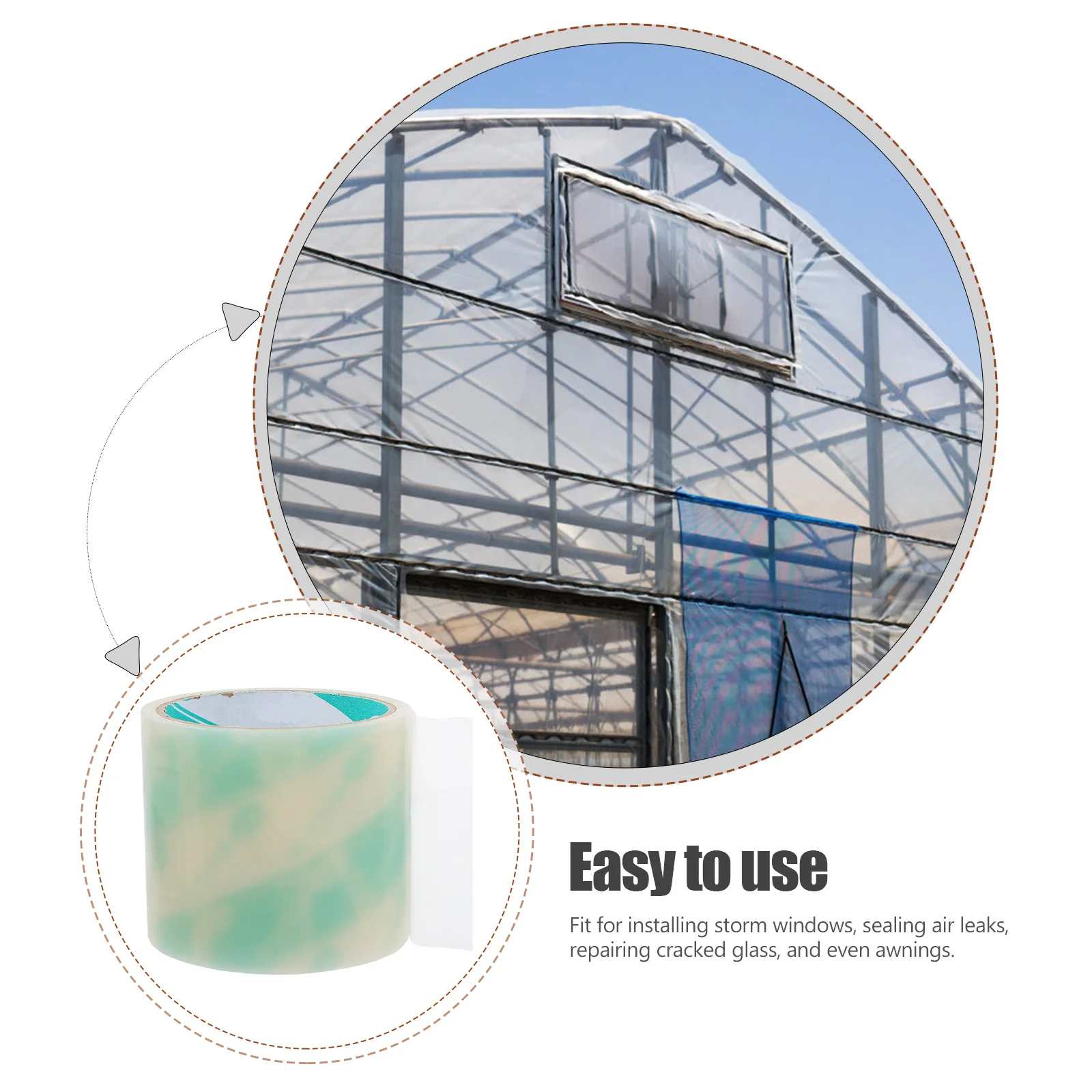 

2Pcs Repair Tape Greenhouse Waterproof Film Self-Adhesive Tape Uv Resistant for Plastic Storm Windows Tent Awning Patch