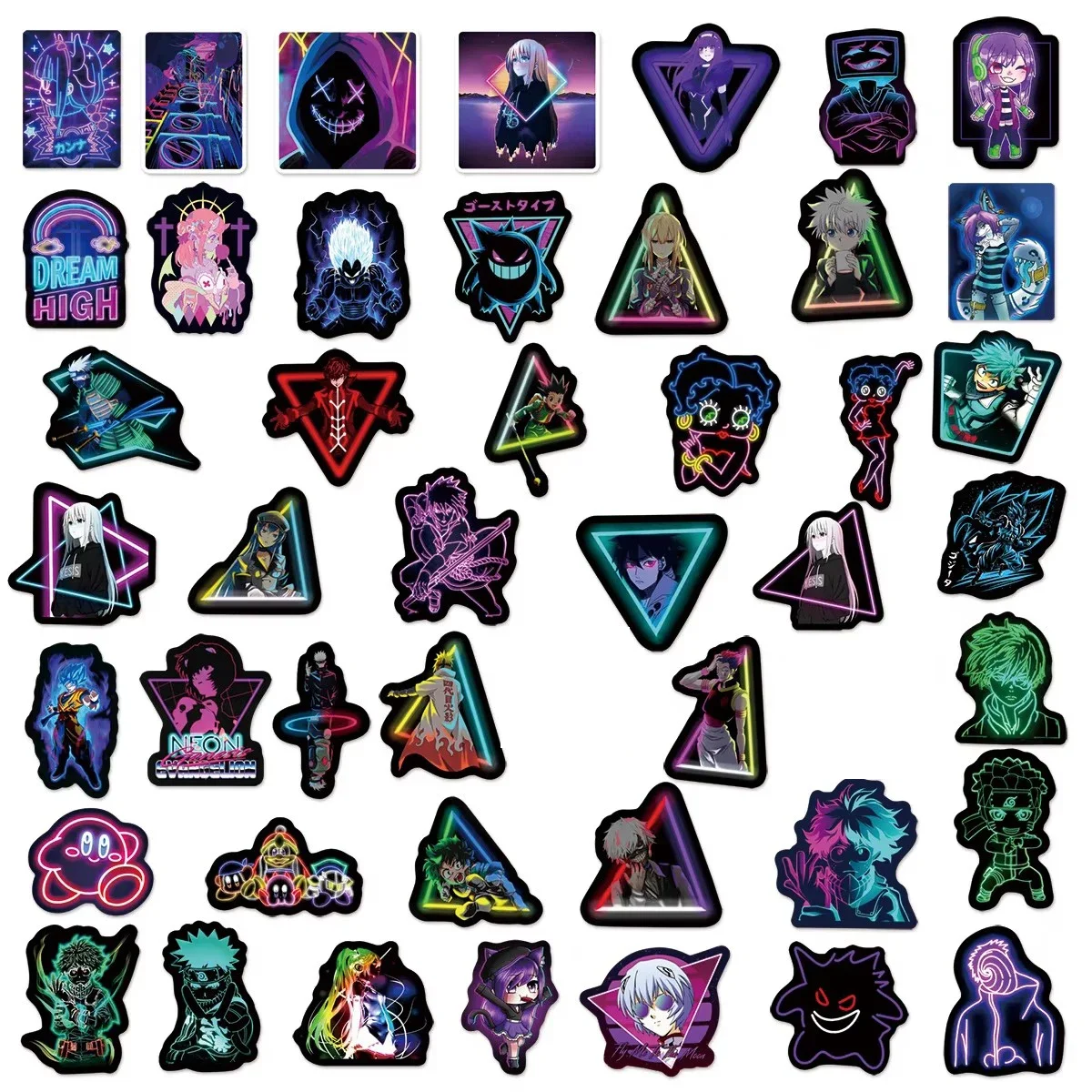 50/100PCS Mixed Anime OnePiece Demon Stickers Neon Light Laptop Car Guitar Motorcycle Luggage DIY Decal Graffiti Sticker Kids