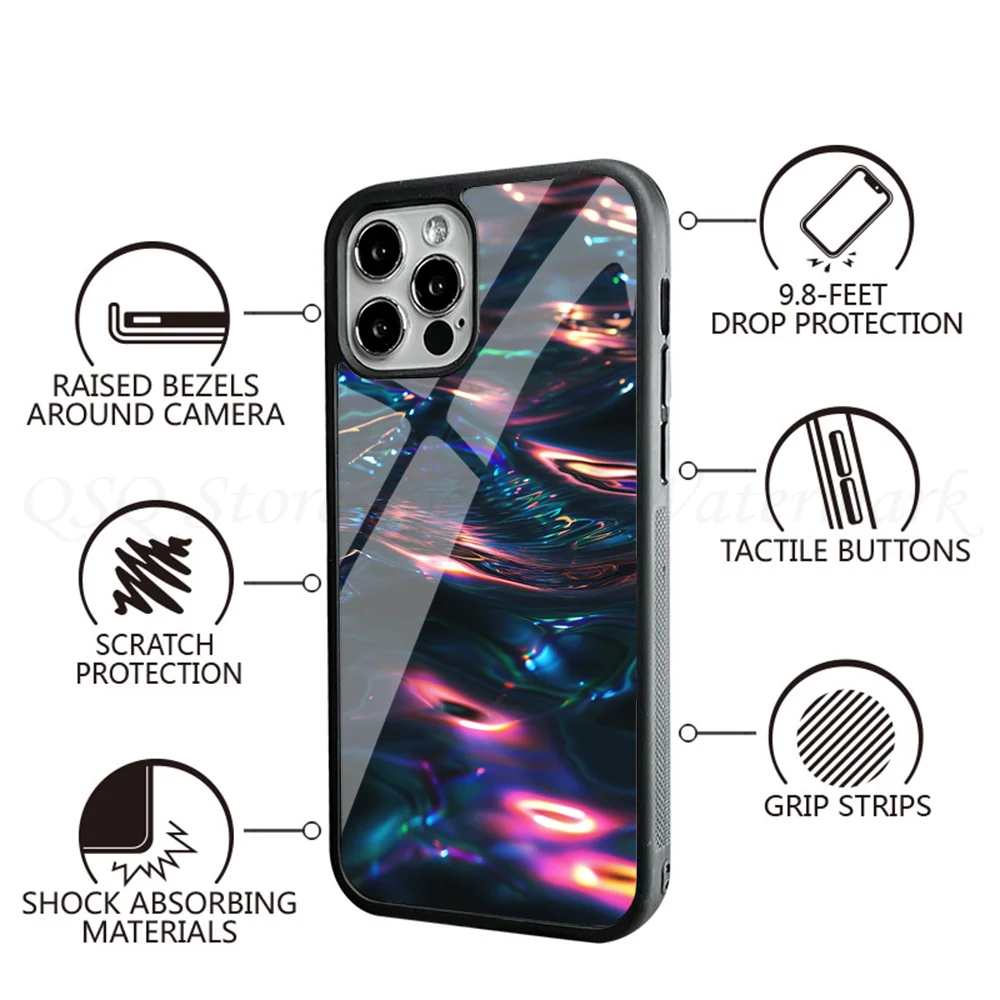 Water Waves Mobile Phone Cases For IPhone 15 14 13 Pro Max 11 12 Mini Alex Mirror TPU Shell