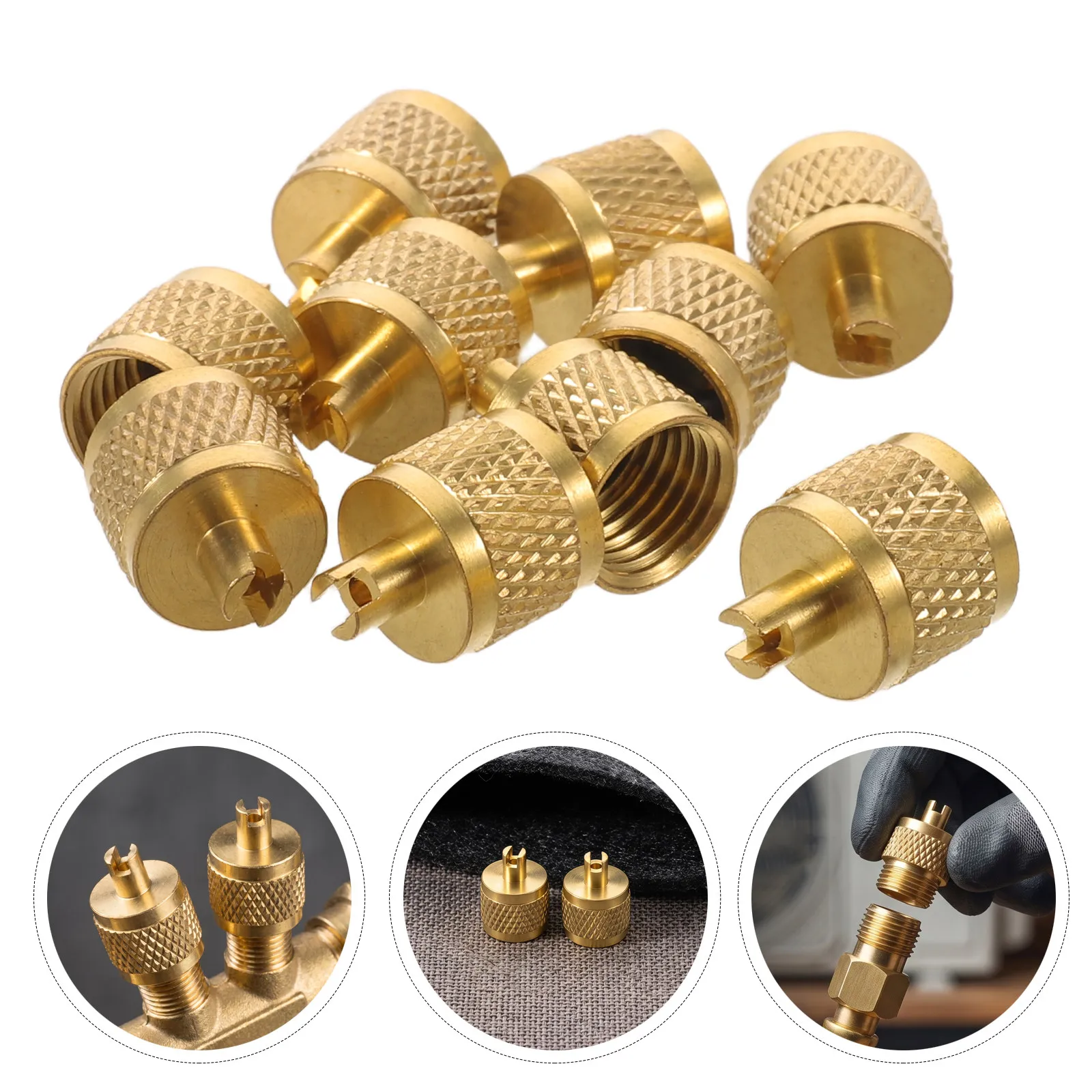 10Pcs Copper Sae Valve Caps Leakproof Core Removers for R22 R410a Hvac Ac System Refrigeration Access Valve Caps