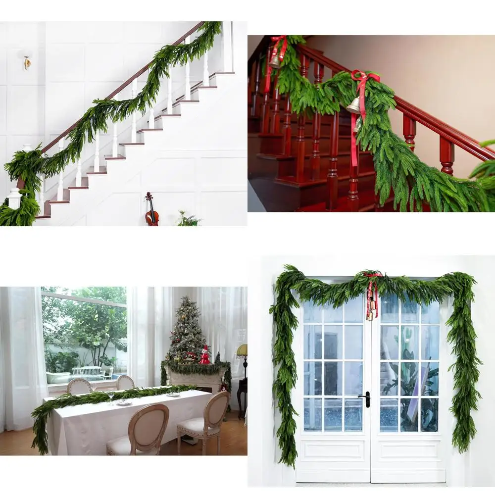 

18FT Dual 9FT Realistic Norfolk Pine Christmas Garlands for Indoor/Outdoor Holiday Decor