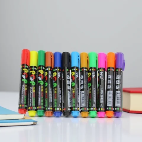 12 색 5mm 필기 포스터 배너 팝 라벨 카드 화이트 보드 마커 아트 교육 펜 지울 수있는 Sunfast 마크 펜 마커