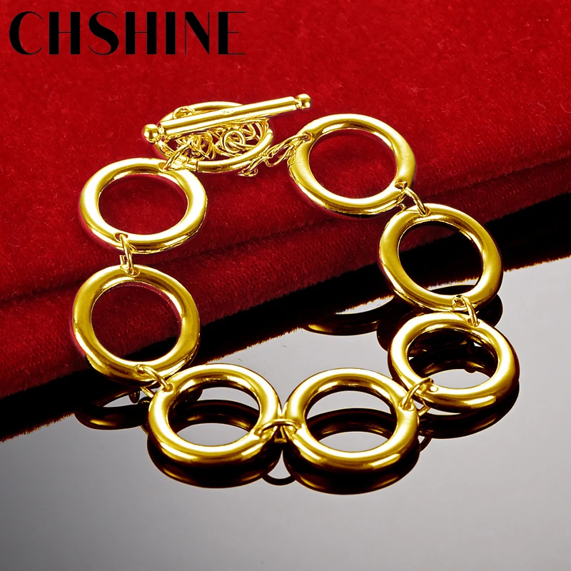 

CHSHINE 18K Gold Smooth Circle Chain Bracelet For Women Wedding Engagement Party Fashion Charm Jewelry