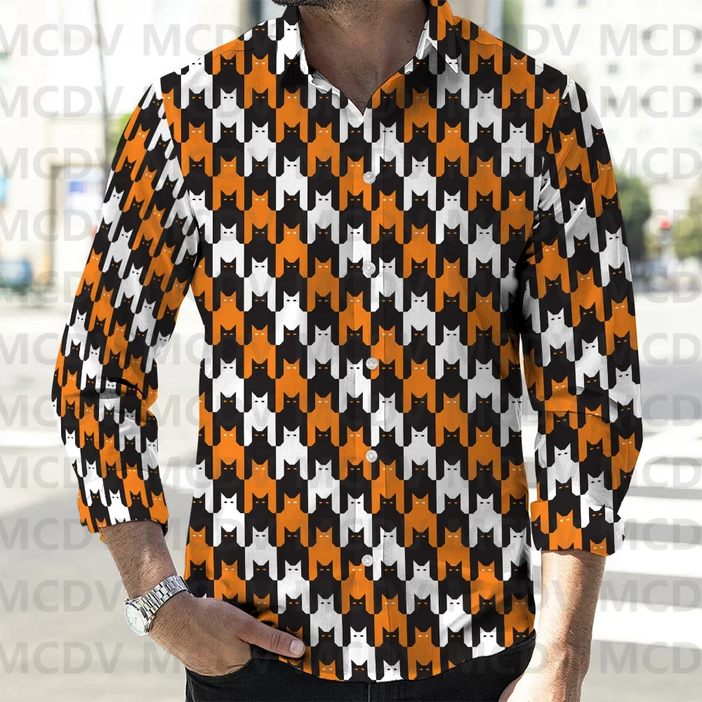 Men's Retro Camouflage 3D Printed Casual Long Sleeved Shirt Button Down Shirts Spring Mens Casual Lapel Shirt