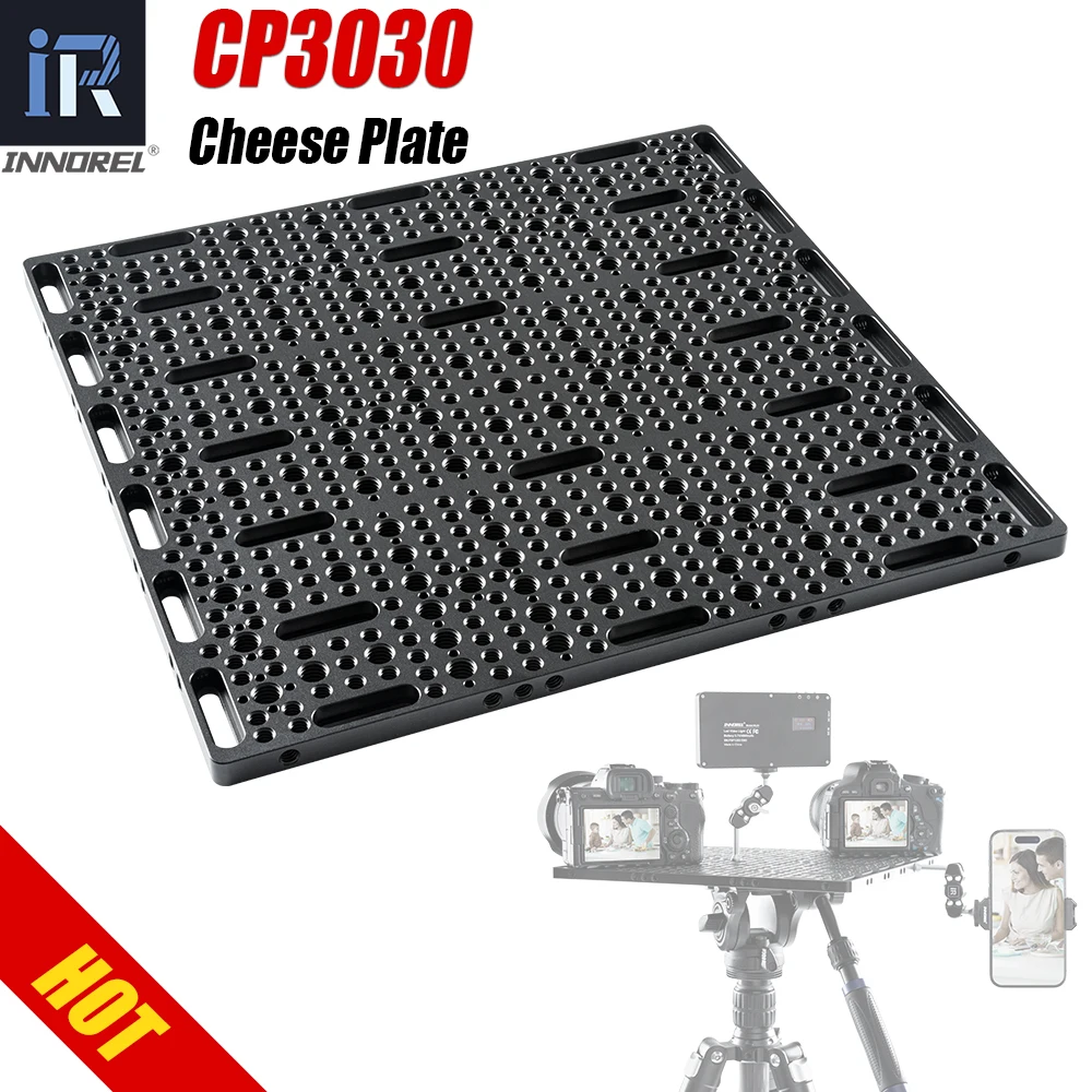 INNOREL CP3030 30*30cm Käseplatte mit 1/4" & 3/8" Gewinden, integrierte ARRI-Positionierungslöcher für Stativ, Regiekarre, Labor